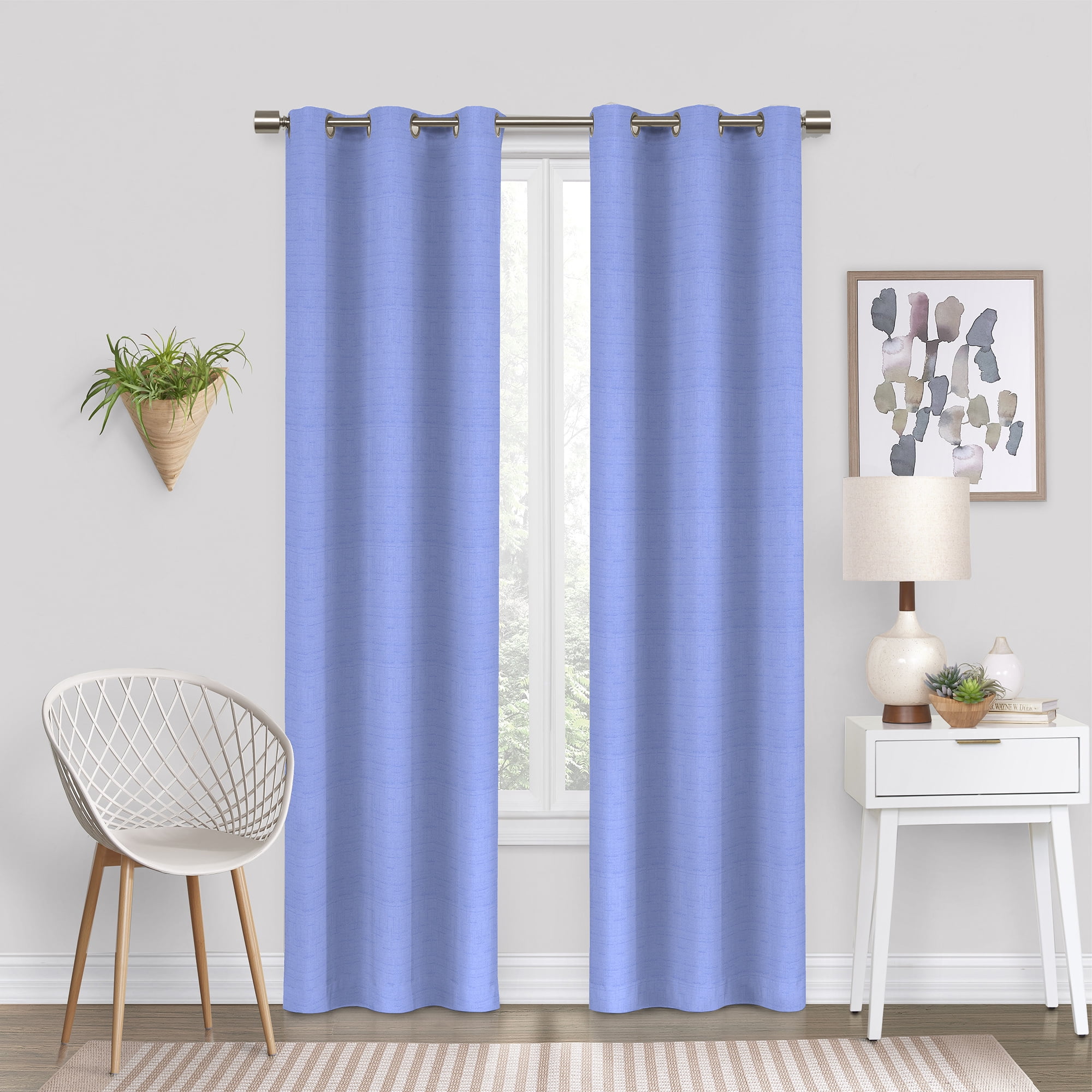 Eclipse Dayton Solid Periwinkle Blackout Grommet Single Curtain Panel, 42" x 84"