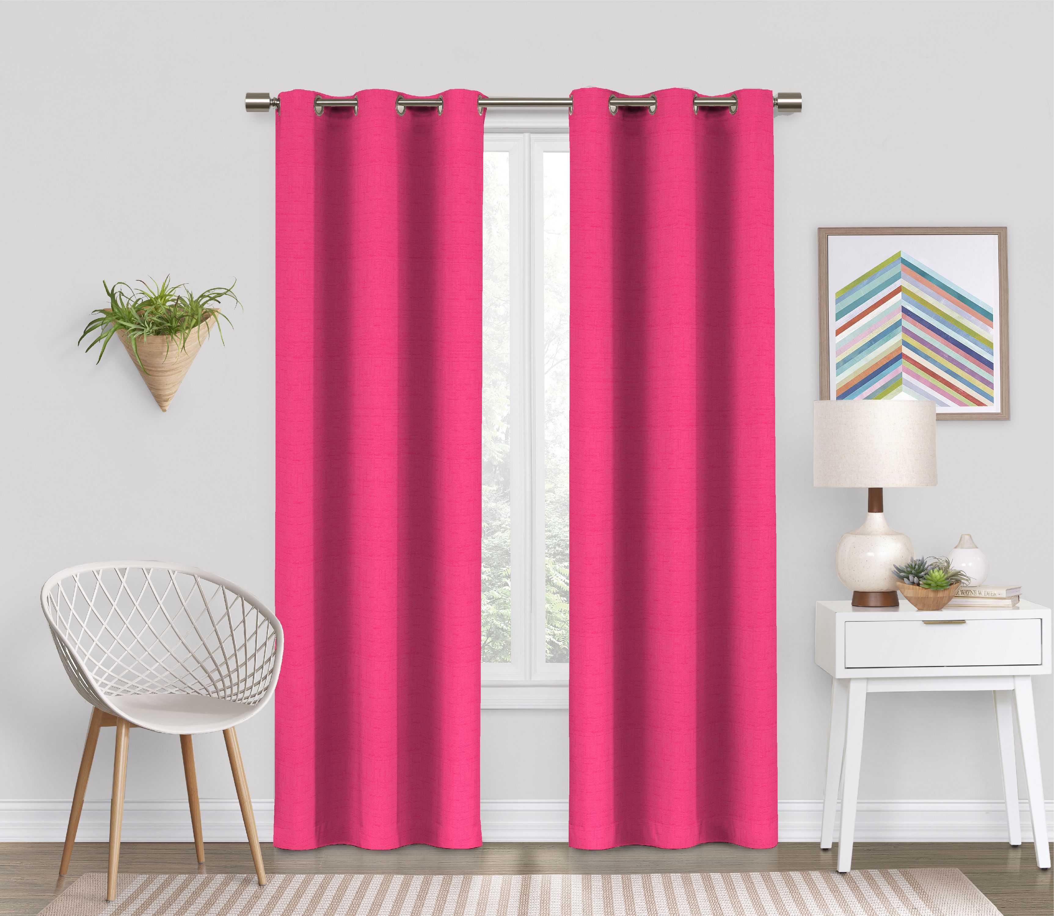 Eclipse Dayton Solid Pink Blackout Grommet Single Curtain Panel, 42" x 84"