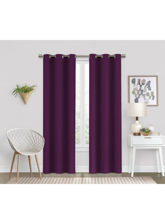 Eclipse Dayton Solid Color Blackout Grommet Single Curtain Panel, Purple, 42 x 63