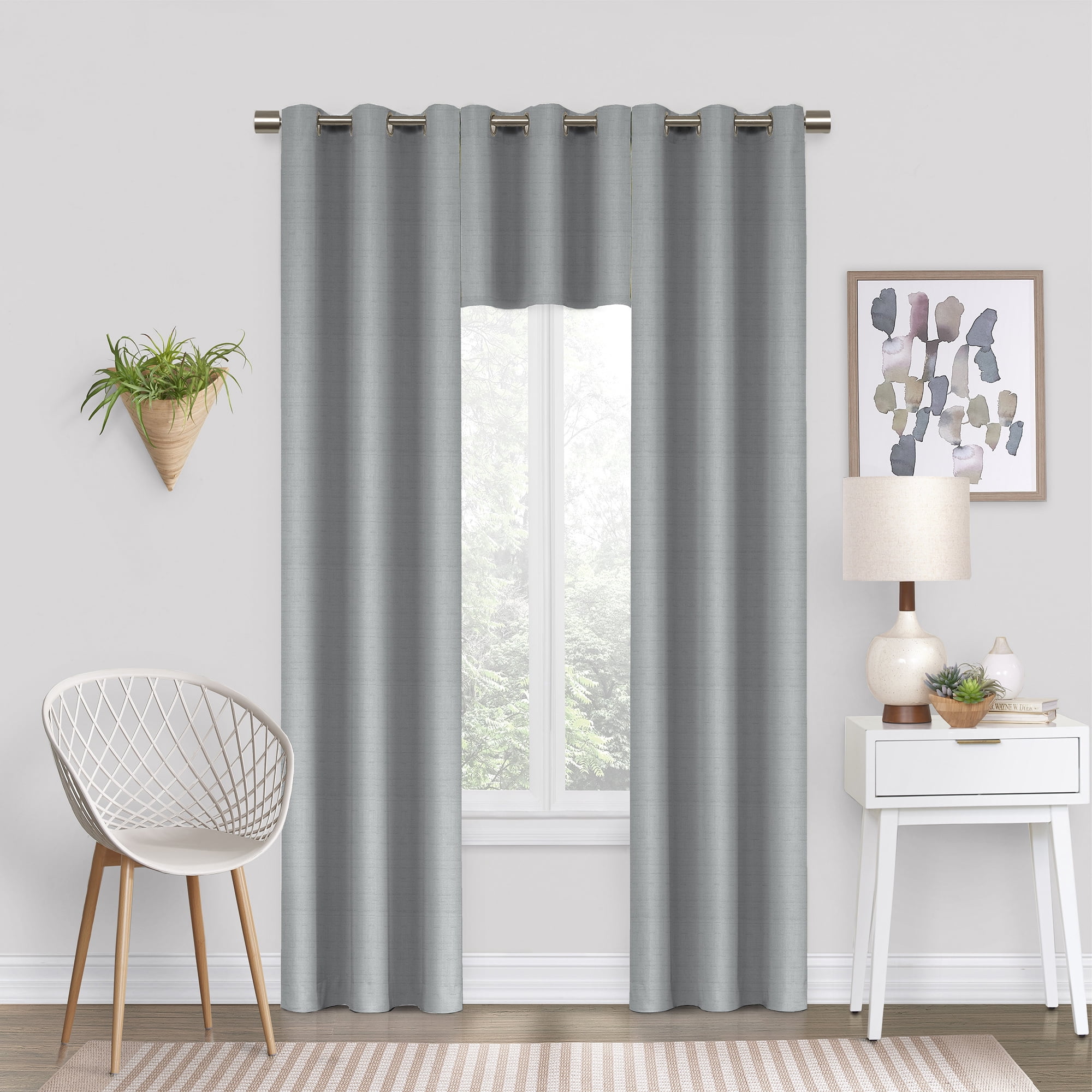 Eclipse Dayton Solid Gray Blackout Grommet Single Curtain Panel, 42" x 84"