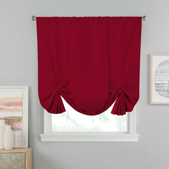 Eclipse Dayton Solid Room Darkening Rod Pocket Energy-Efficient Tie-Up Shade, Chili Red, 42"x63"