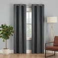 thumbnail image 1 of Eclipse Desmond Basketweave 100% Blackout Thermaback Grommet Curtain Panel, Charcoal, 40 x 108, 1 of 12