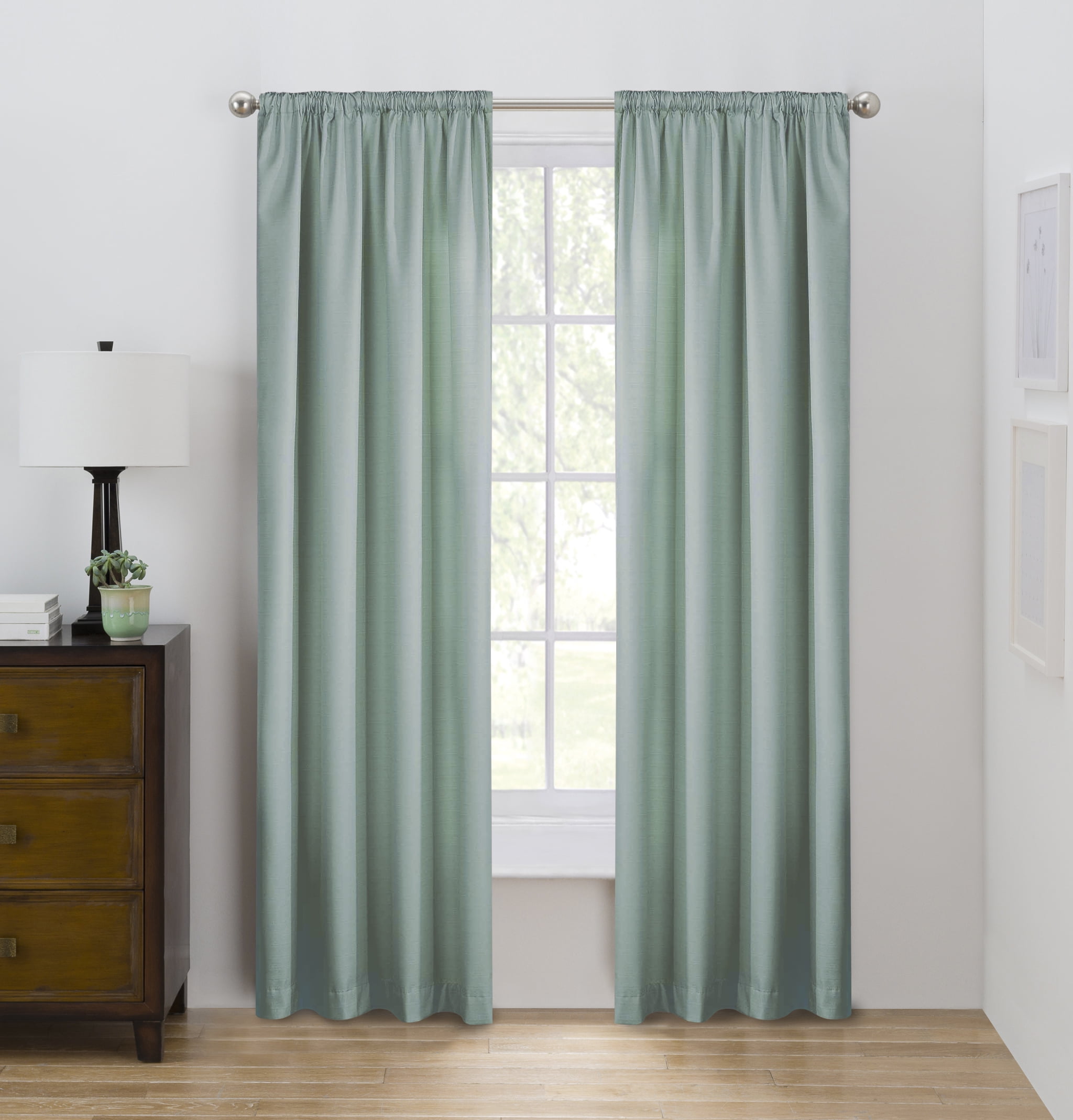 Eclipse Draft Stopper Room Darkening Fleece Lined Rod Pocket, Single Curtain Panel, Aquafir Blue, 42" W x 84" L