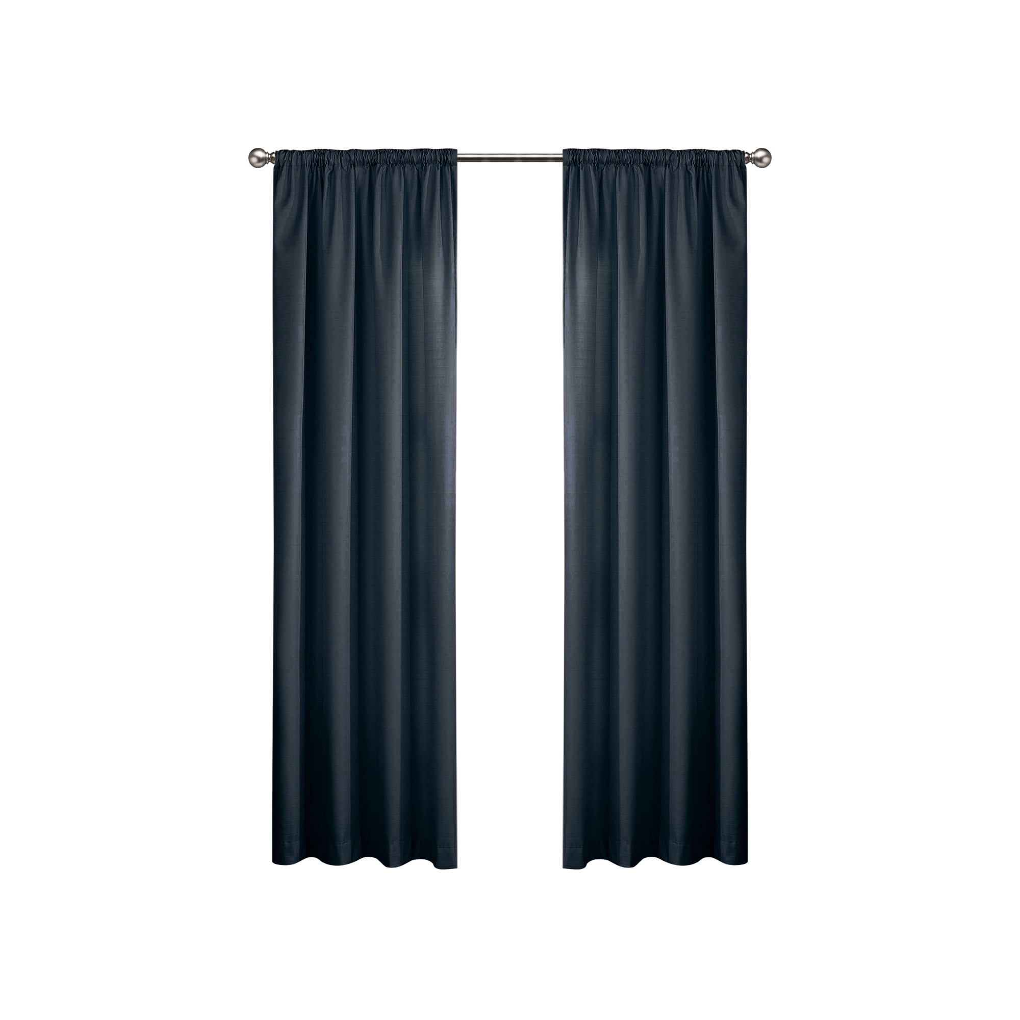 Eclipse Draft Stopper Room Darkening Fleece Lined Rod Pocket, Single Curtain Panel, Black, 42" W x 84" L