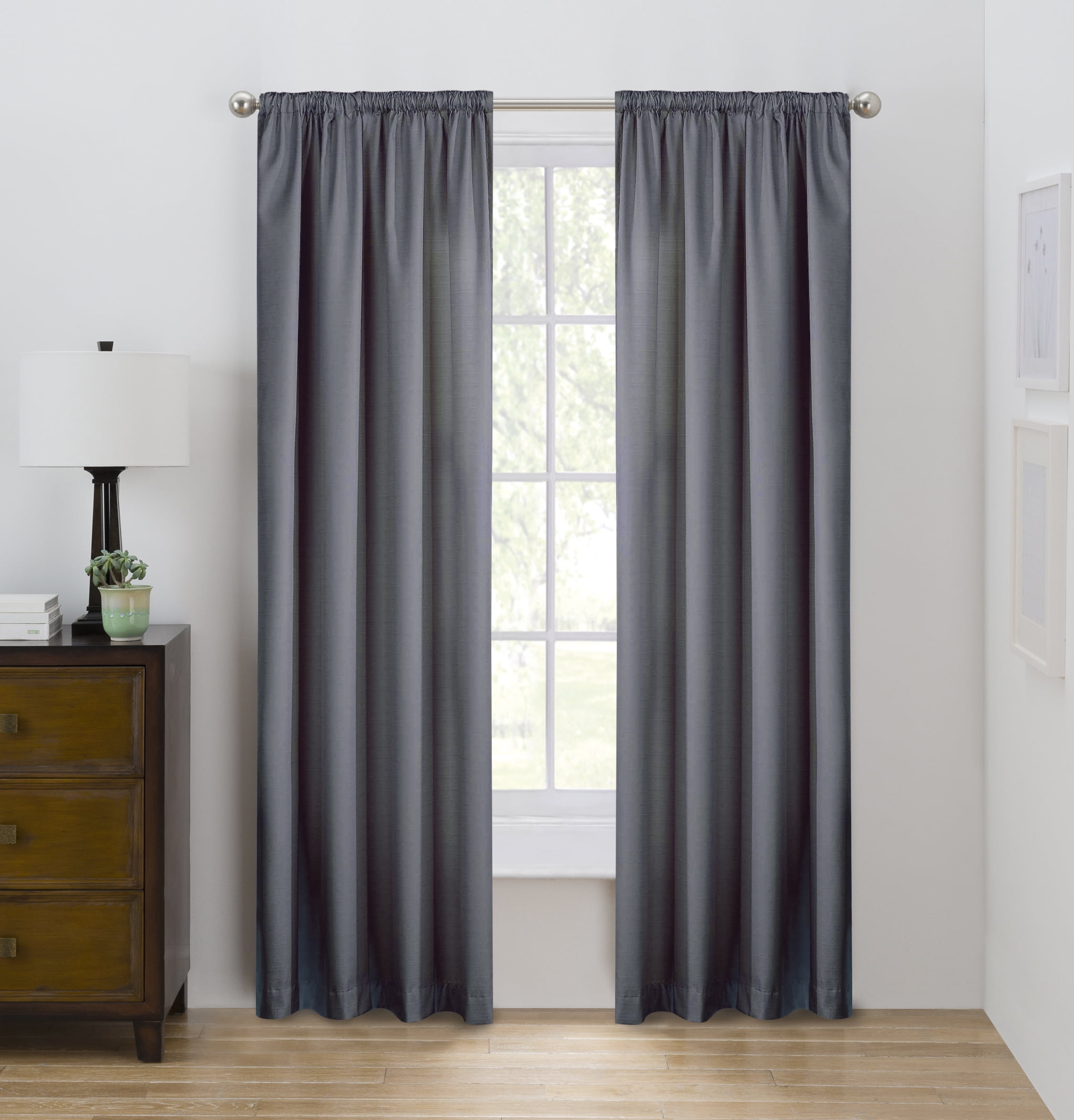 Eclipse Draft Stopper Room Darkening Fleece Lined Rod Pocket, Single Curtain Panel, Gray, 42" W x 84" L