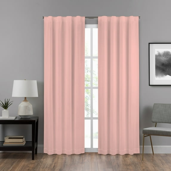 Eclipse Draft Stopper Room Darkening Fleece Lined Rod Pocket, Single Curtain Panel, Pink, 40" W x 84" L