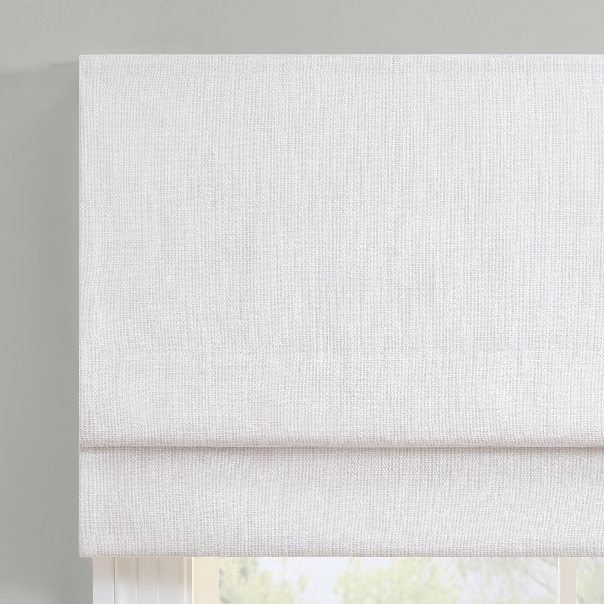White Cordless Blackout Roman Shade with Linen Texture
