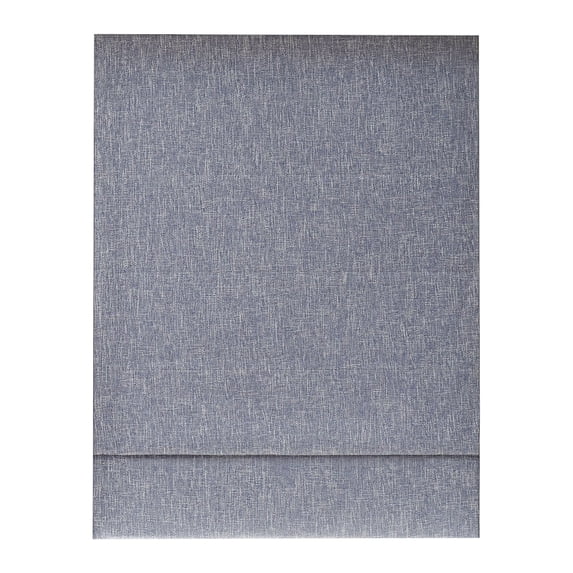 Eclipse Drew Textured Solid, 100% Total Blackout, Cordless Roman Shade, Blue, 31 x 64