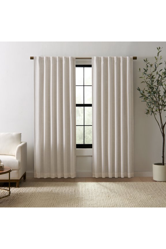 Duke Linen Curtains Absolute Zero Blackout Curtains, 50 Inch x 108 Inch, Thermal Curtains, Insulated, Blackout Curtains for Bedroom or Living Room Curtains, 1 Panel, Natural