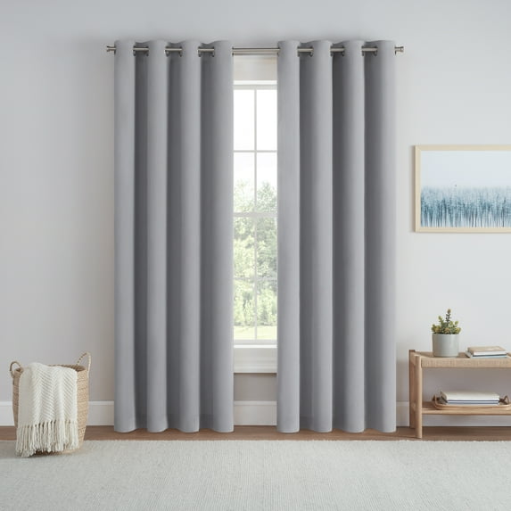 Eclipse Dutchess 100% Blackout Lined Curtains, Solid Grommet (1 panel), 84" long x 50" wide, Haze