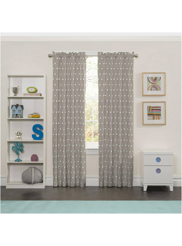 Eclipse Elephant Print Kids Bedroom Blackout Rod Pocket Single Curtain Panel, Grey, 42 x 63