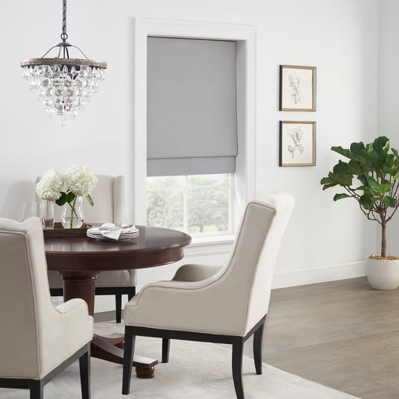 Eclipse Faux Silk Cordless Roman Shade 100% Blackout 36 in Wide x 64 in Long, Grey