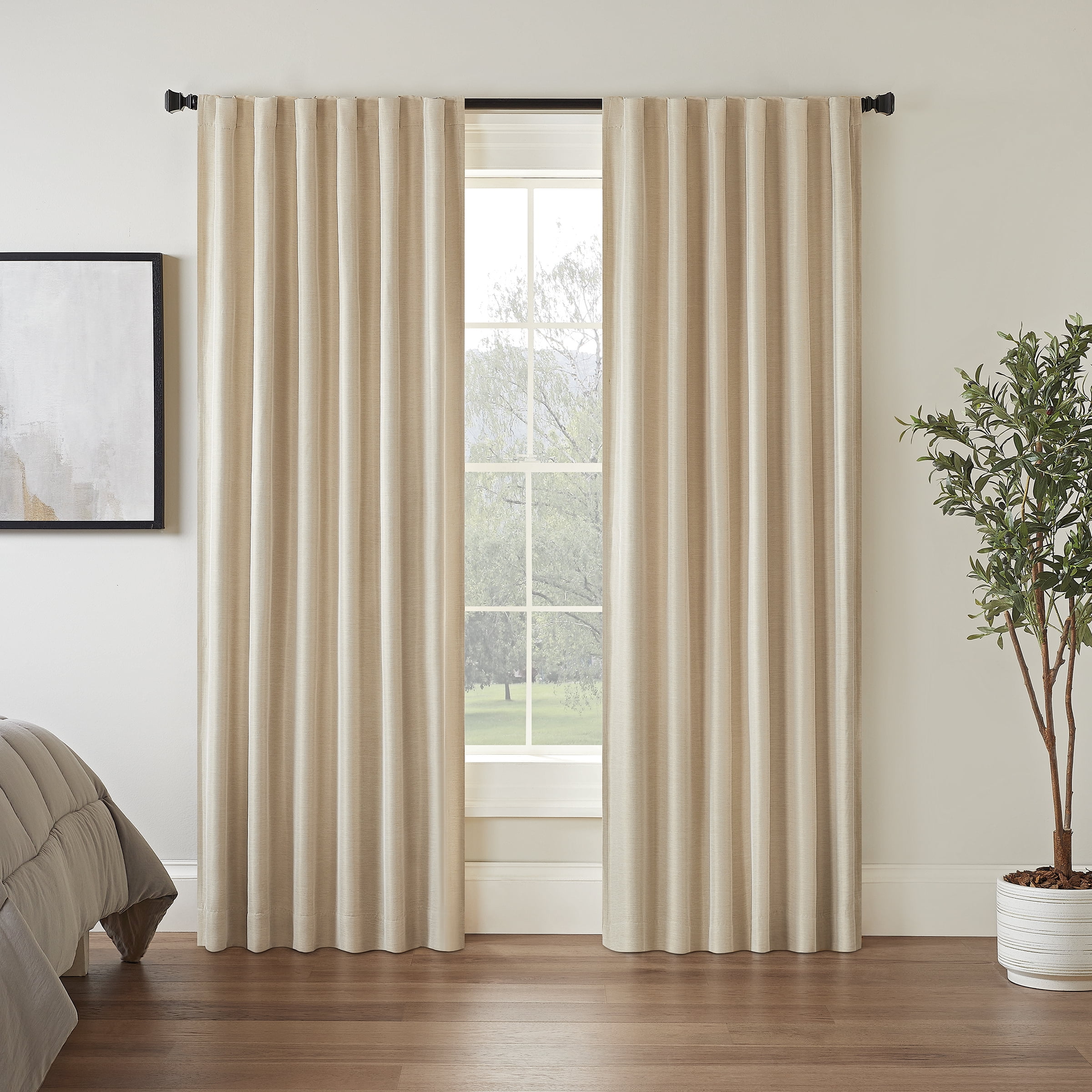 Eclipse Wheat Beige Blackout Thermal Rod Pocket Curtain Panel