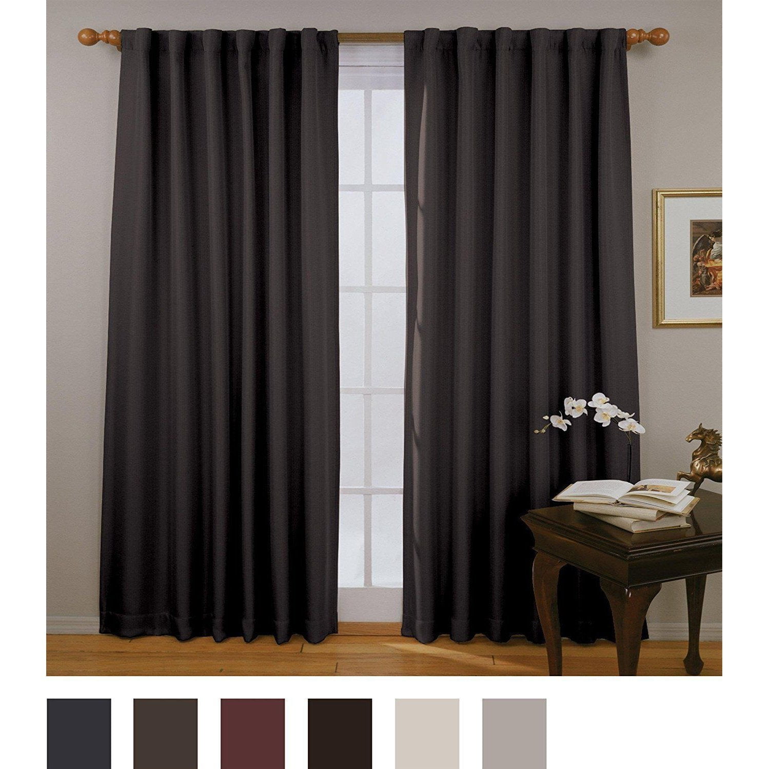 Eclipse Fresno Blackout Window Curtain Panel, Black 52x84/Black