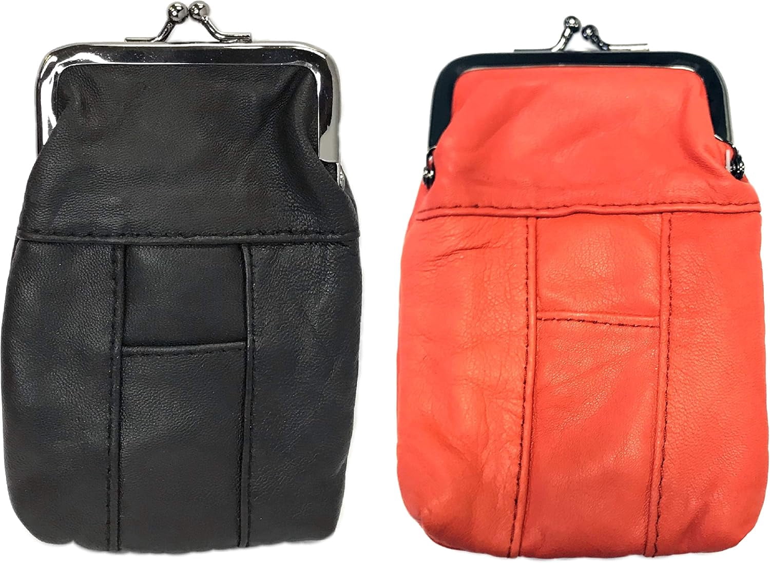 Eclipse Full Lamb Skin Cigarette Case Pouch, Coin Purse, Lighter Holder, Holds 100s Size (Long) , 3202S (Choose Your Own Colors!) (Black & Red)