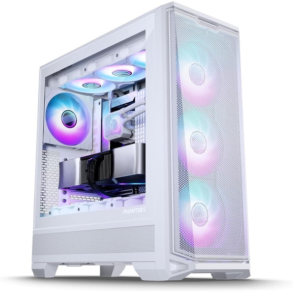 Eclipse G400A ATX Mid-Tower Computer Case PC Case with Tempered Glass Side Panel RGB Gaming Chassis 4 x 140mm Fans Pre-Installed (White)