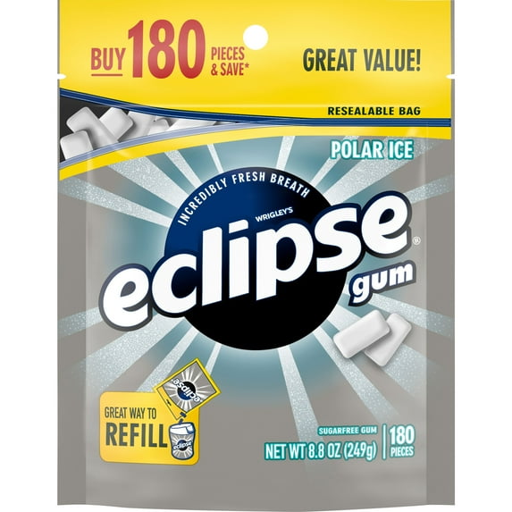 Eclipse Gum, Polar Ice, Sugar Free, 180 Piece Bag