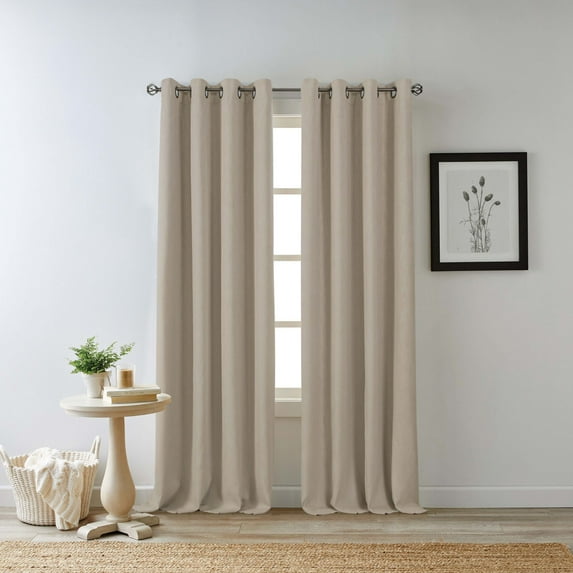 Eclipse Hadley 100% Blackout Curtain Panel, Linen Blend Grommet Window Curtain, 1 Panel, 50 In Wide x 63 In Long, Linen