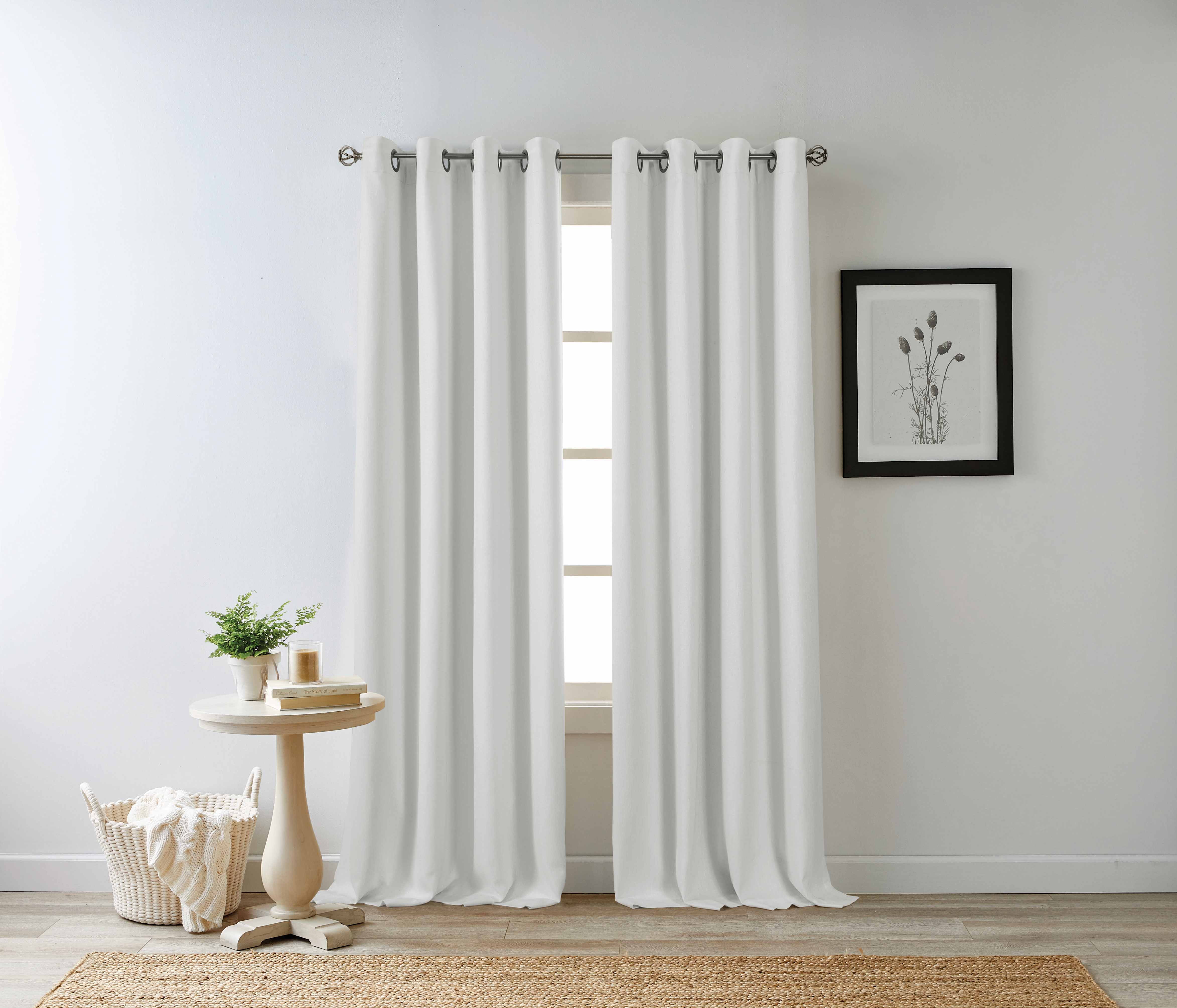 Eclipse Hadley 100% Blackout Curtain Panel, Linen Blend Grommet Window Curtain, 1 Panel, 50 In Wide x 72 In Long, White