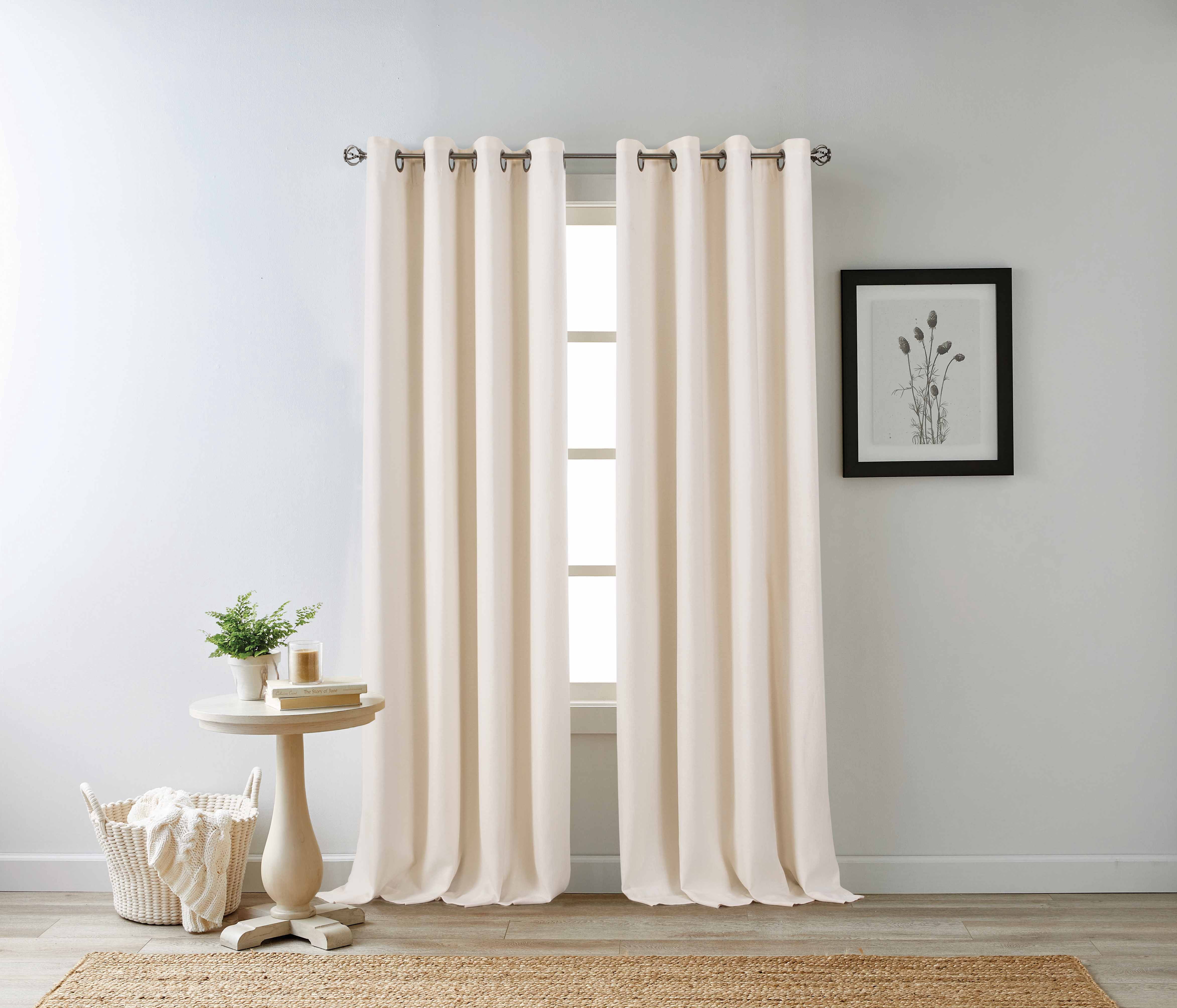 Eclipse Hadley 100% Blackout Curtain Panel, Linen Blend Grommet Window Curtain, 1 Panel, 50 In Wide x 84 In Long, Ivory