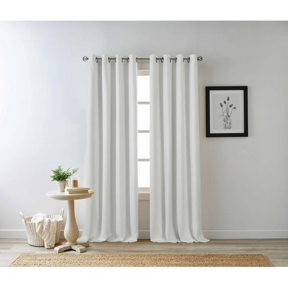 Eclipse Hadley 100% Blackout Curtain Panel, Linen Blend Grommet Window Curtain, 1 Panel, 50 In Wide x 84 In Long, White