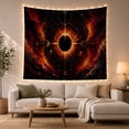 thumbnail image 1 of Eclipse Halo in Cosmic Nebula with Fiery Flames, Mystical Celestial for Space Lovers, Astrological Chart Art, Housewarming Gift Tapestry Wall Hanging for Bedroom and Living Room, 1 of 7