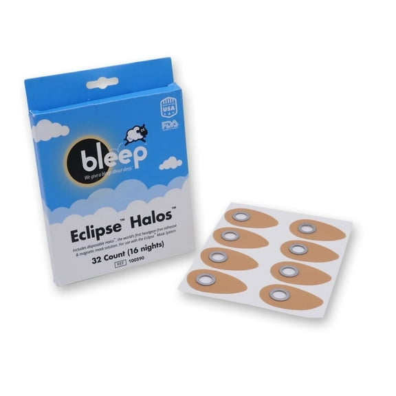 Bleep Eclipse Halos | MagSeal Ports for Eclipse Frame | One-Size-Fits-All | Surgical Grade Adhesive | BPA, Corn & Latex-Free | 16-Day Supply 32-pack