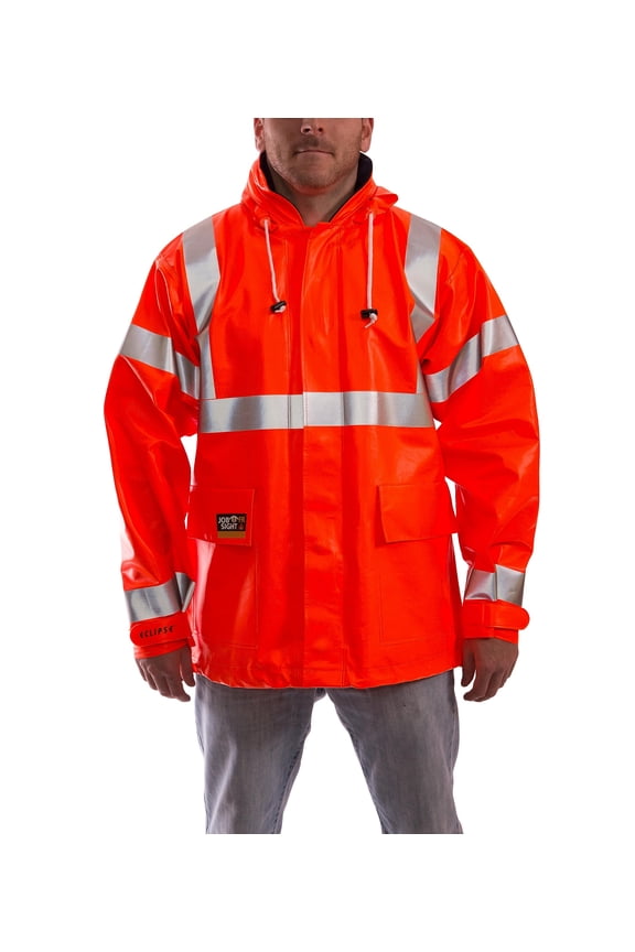 Eclipse J44129.MD ANSI 107 Class 3 Jacket with 2" Silver Reflective Tape, Medium, Fluorescent Orange CA3