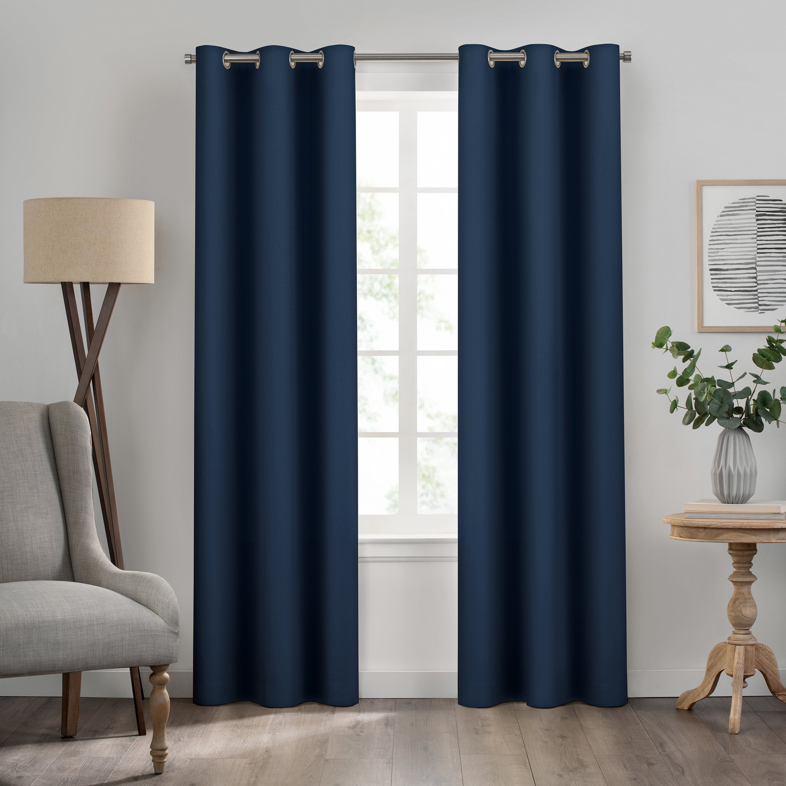 Eclipse Kendall Grommet Blackout Curtains, 84 In Long x 42 In Wide, Denim