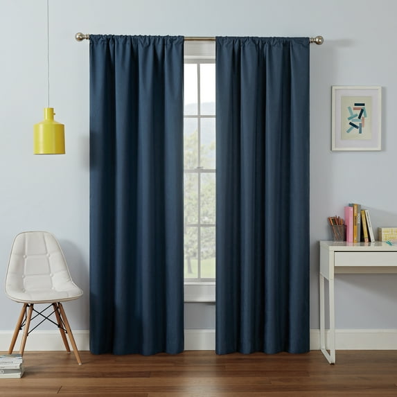 Eclipse Kendall Kids Room Darkening Thermal Insulated Blackout Curtain Panel, 42 x 54, Denim
