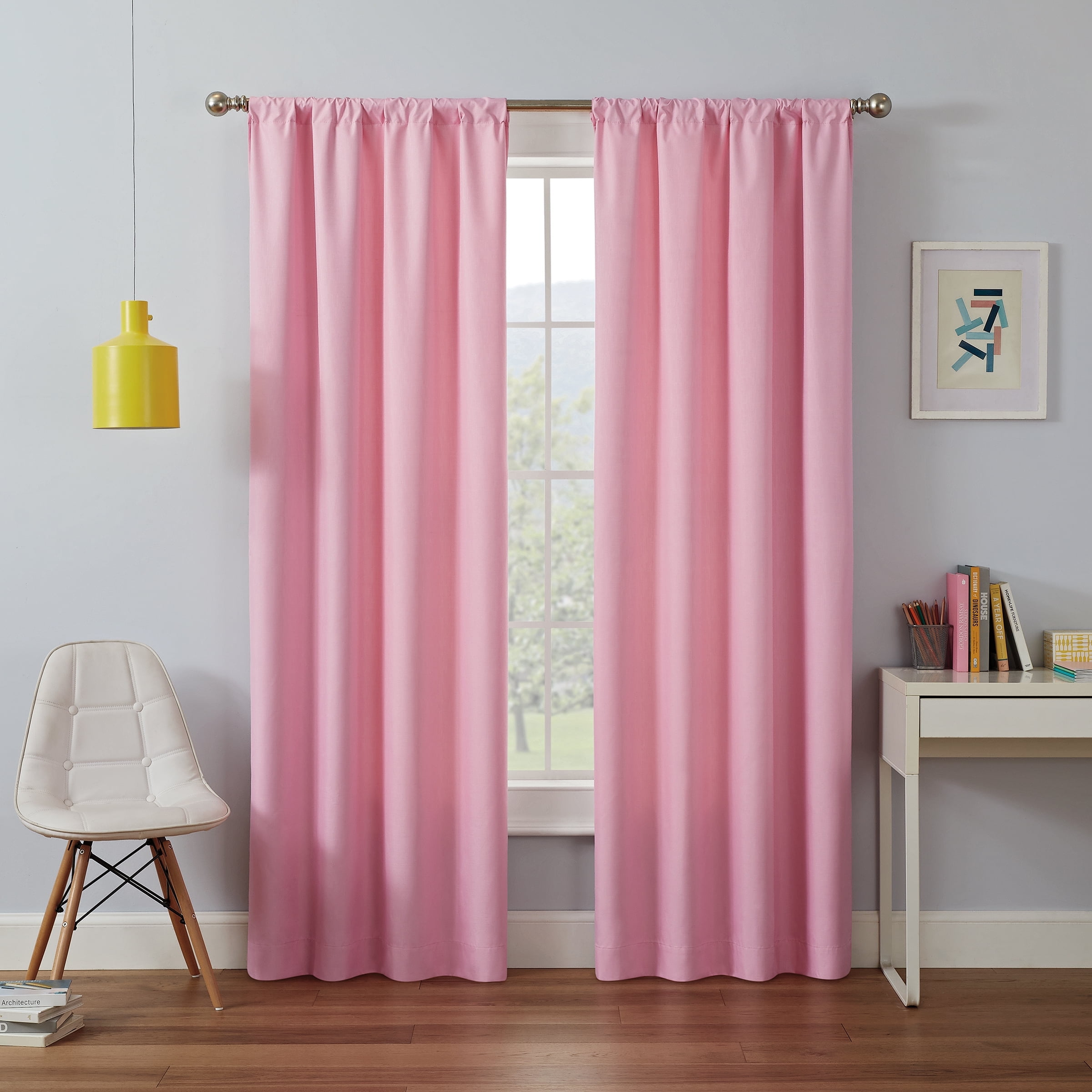 Bouquet Green Puddle Length Blackout Polyester Linen Window Panel