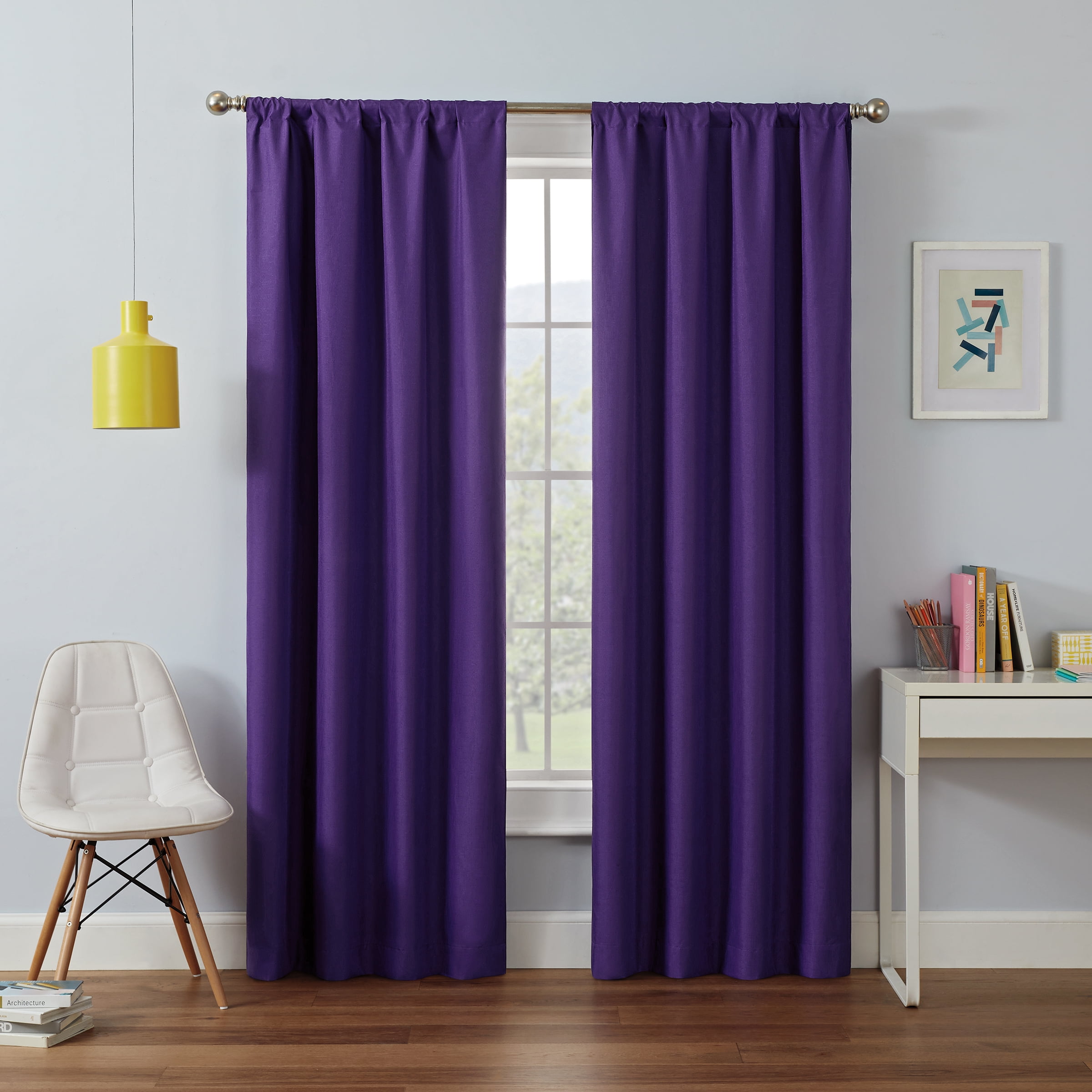 Eclipse Kendall Modern Blackout Curtains, 63 In Long x 42 In Wide, Purple, Sold as a Single Curtain Panel