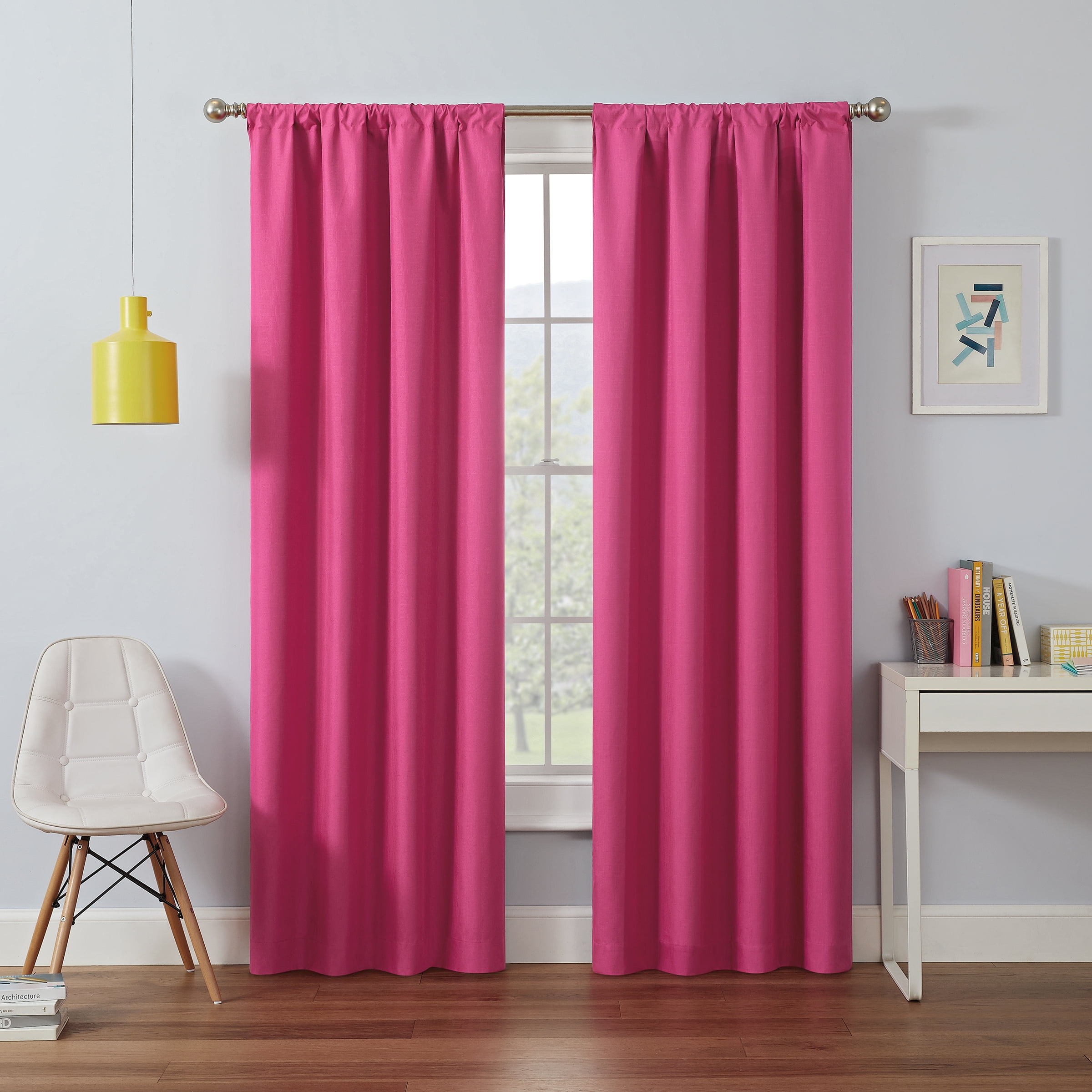 Raspberry Sill Length Polyester Blackout Curtain Panel
