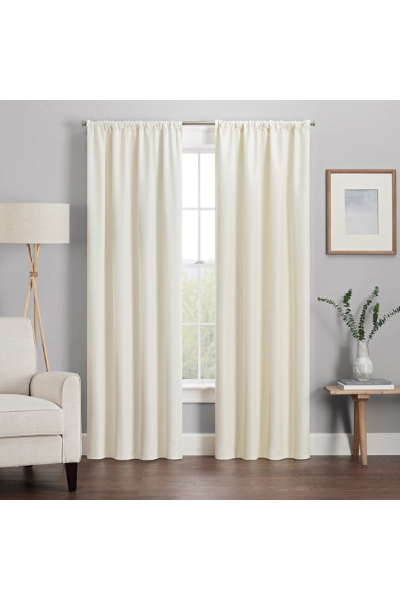 Kendall Modern Blackout Curtains, 84 In Long x 42 In Wide, Ivory, Sold as a Single Curtain Panel