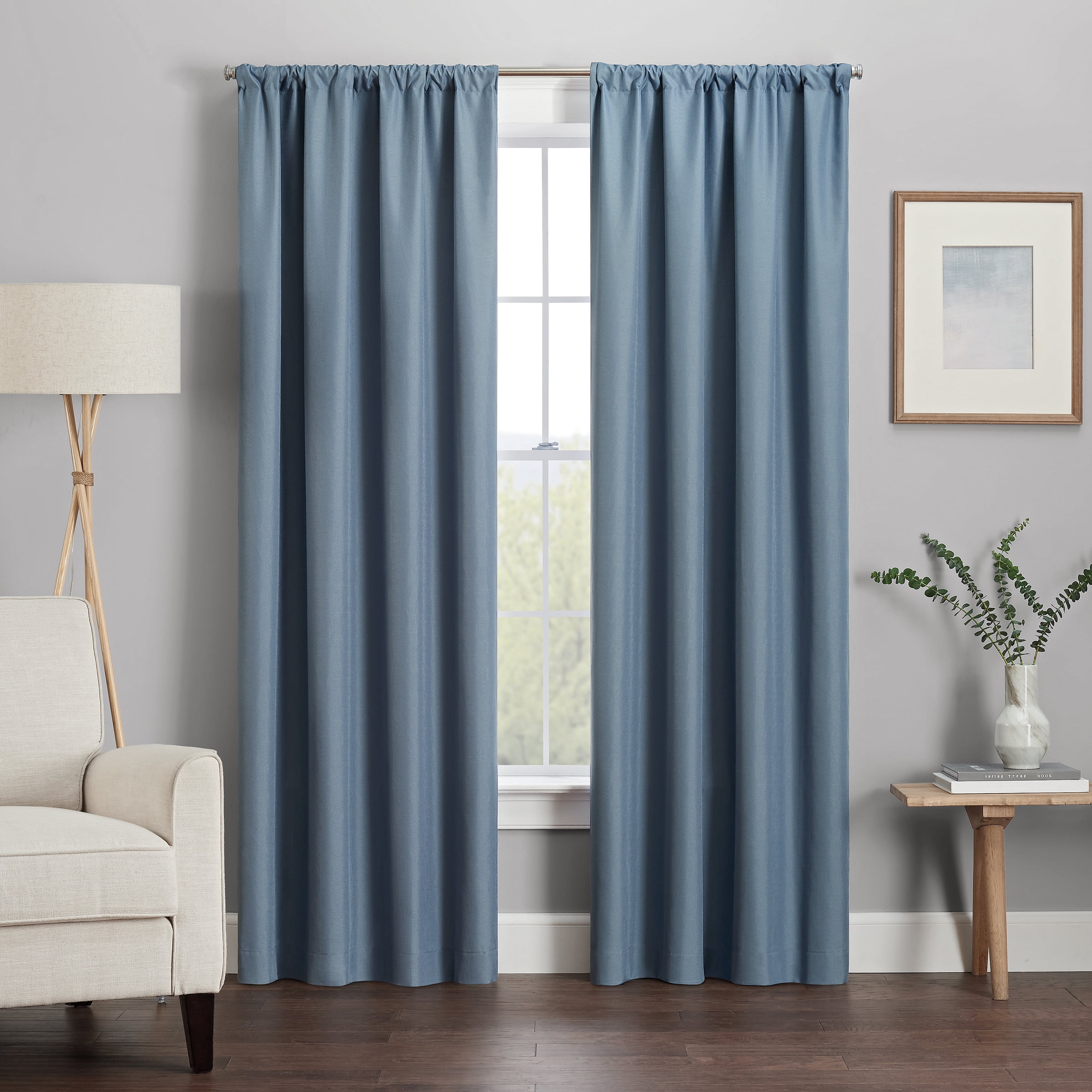 Charcoal Blackout Rod Pocket Window Curtain Panel