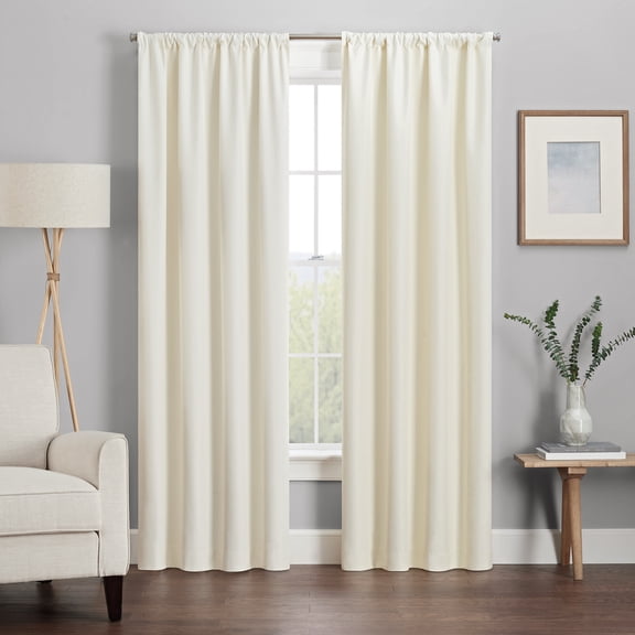 Eclipse Kendall Modern Blackout Curtains, 95 In Long x 42 In Wide, Ivory, Sold as a Single Curtain Panel