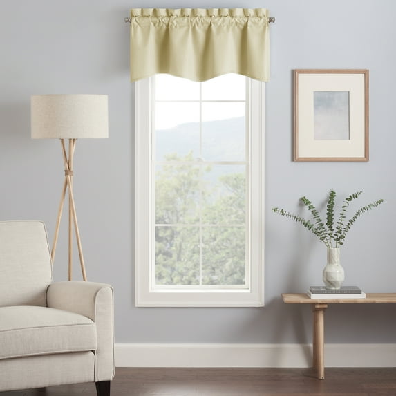 Eclipse Kendall Solid Scalloped Valance (1 Panel), 42 In Wide x 18 In Long, Café Brown