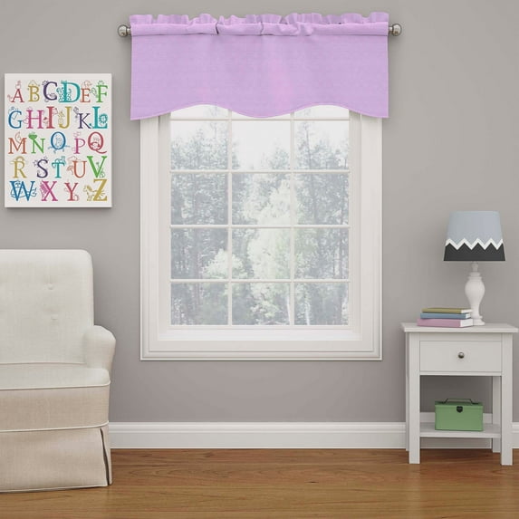 Eclipse Kendall Solid Scalloped Valance (1 Panel), 42 In Wide x 18 In Long, Light Purple