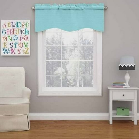 Eclipse Kendall Solid Scalloped Valance (1 Panel), 42 In Wide x 18 In Long, Pool
