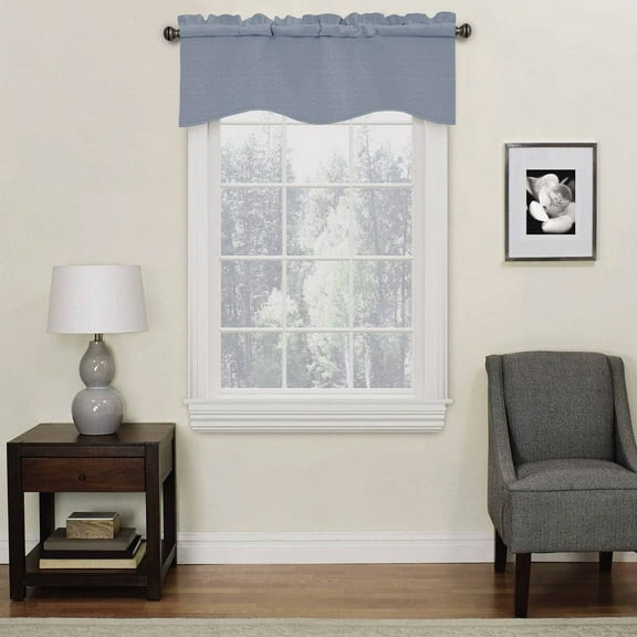 Eclipse Kendall Solid Scalloped Valance (1 Panel), 42 In Wide x 18 In Long, Slate