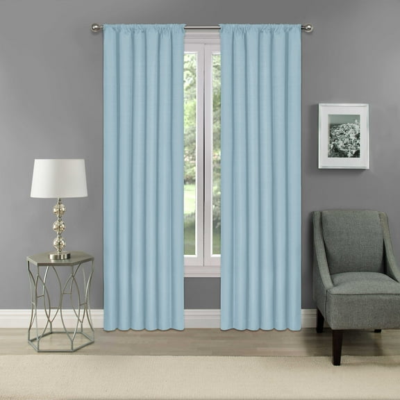 Eclipse Kendall Solid Scalloped Valance (1 Panel), 42 In Wide x 18 In Long, Sterling Blue