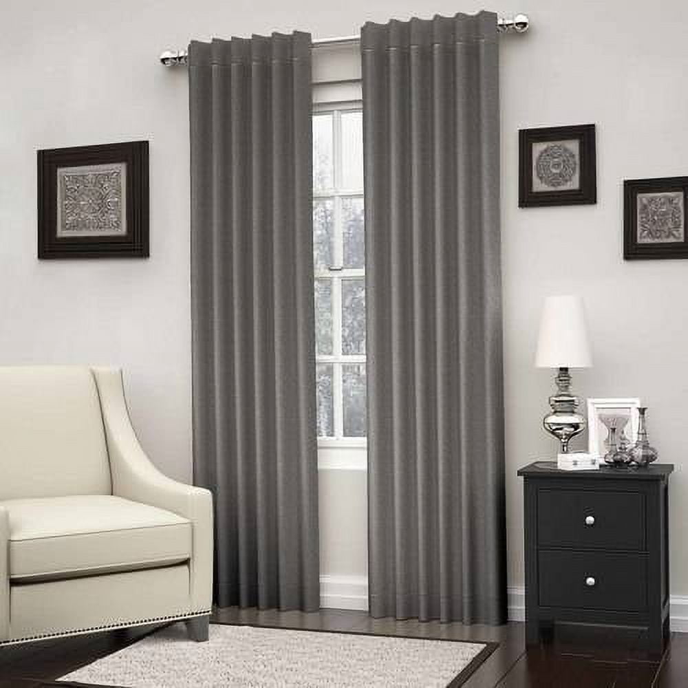 Eclipse Kenley Solid Color Blackout Rod Pocket Single Curtain Panel, Charcoal Gray, 52 x 84