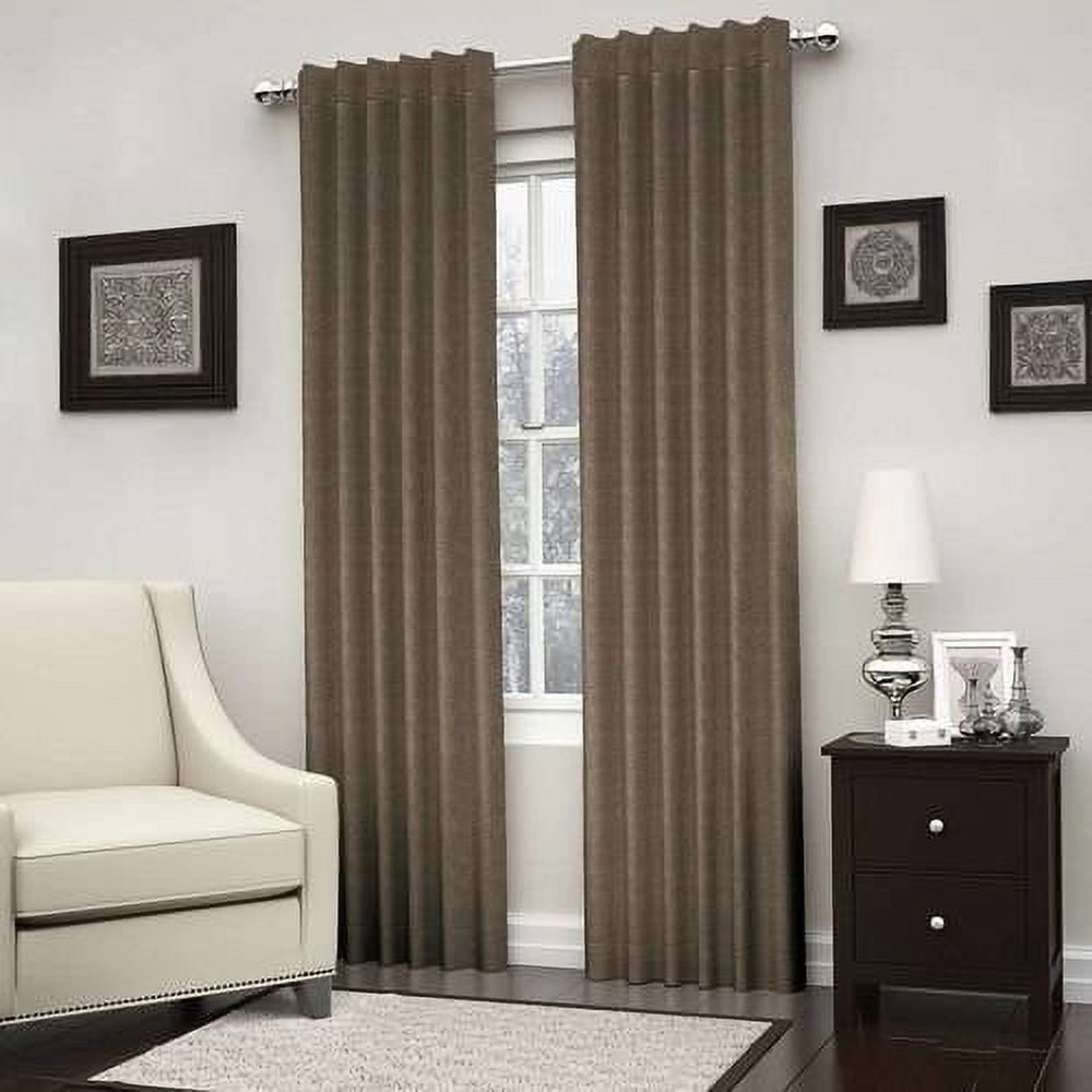 Eclipse Kenley Solid Color Blackout Rod Pocket Single Curtain Panel, Espresso Brown, 52 x 84