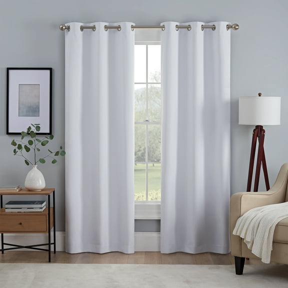 Eclipse Khloe 100% Absolute Zero Blackout Solid Textured Thermaback Curtain Panel, White, 40 x 84