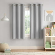 Eclipse  Kids Chambray Solid 100% Blackout Grommet Curtain Panel 63x40 - Grey