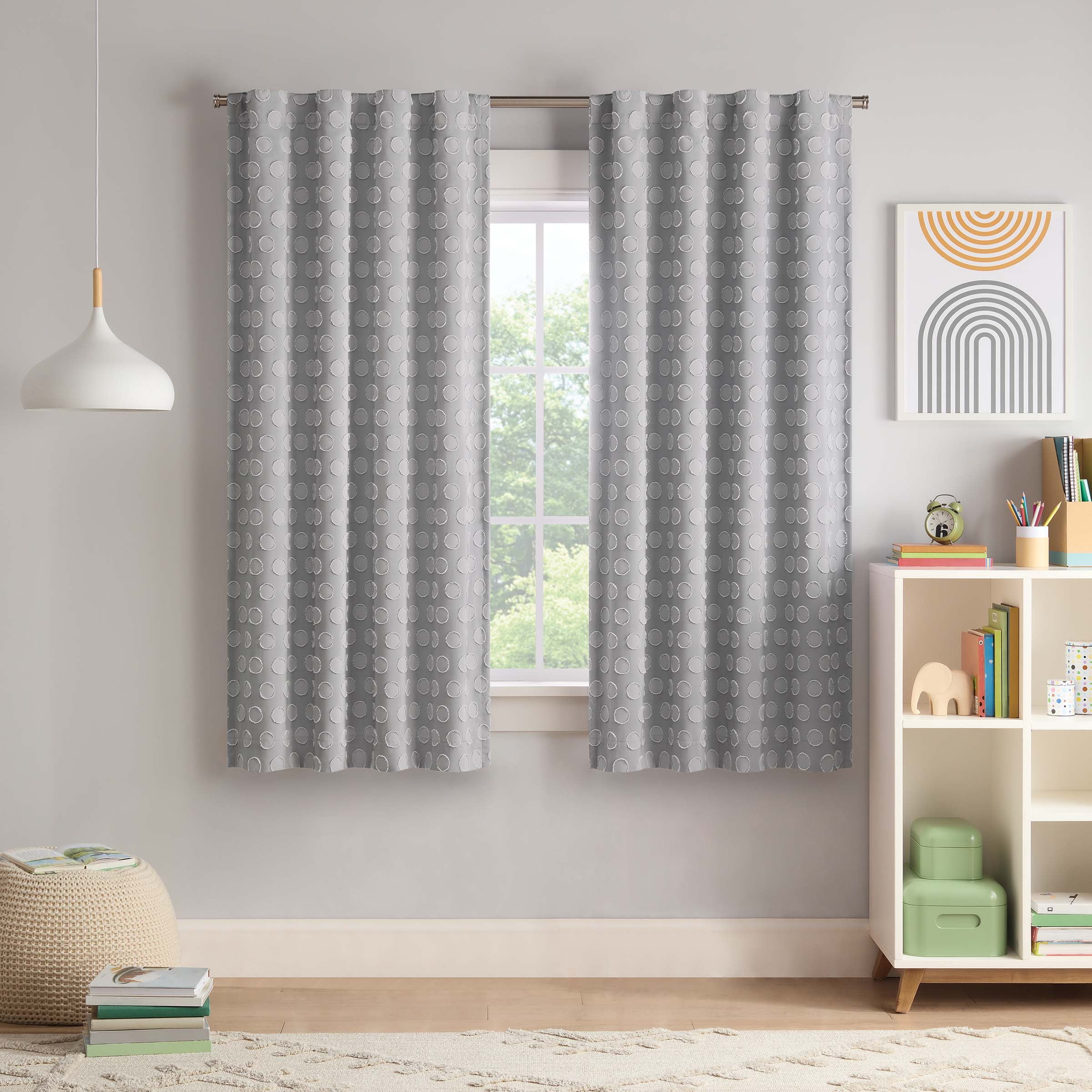 Gray 63" Polyester Blackout Nursery Curtain Panel