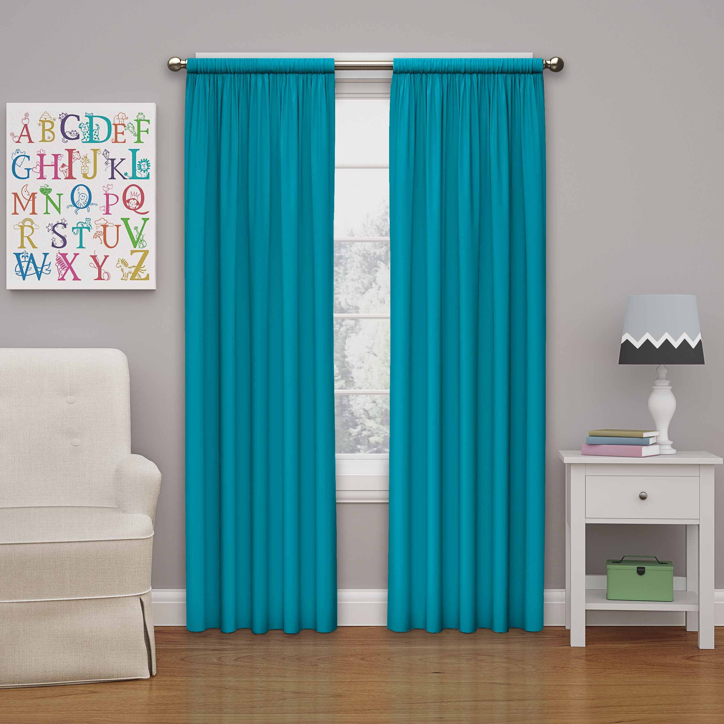 Rich Teal Blackout Polyester Rod Pocket Kids Curtain Panel