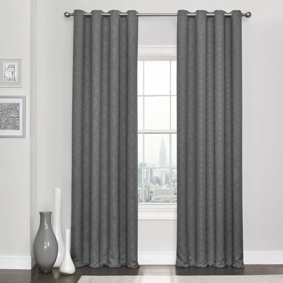 Eclipse Kingston Therma weave Blackout Grommet Curtain Panel, Smoke Gray, 52" x 84"