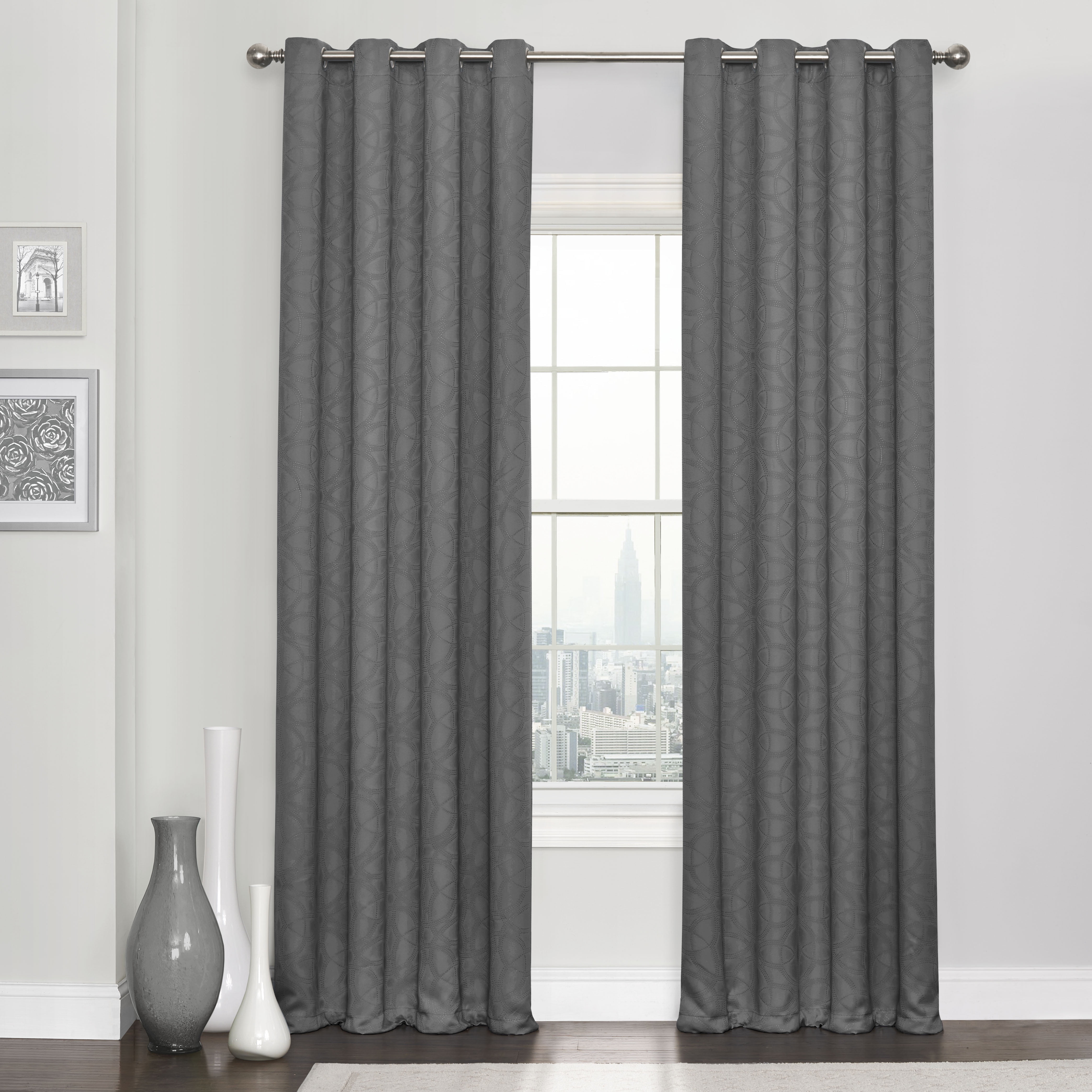Eclipse Kingston Thermaweave Blackout Grommet Curtain Panel, Smoke Grey, 52 x 108
