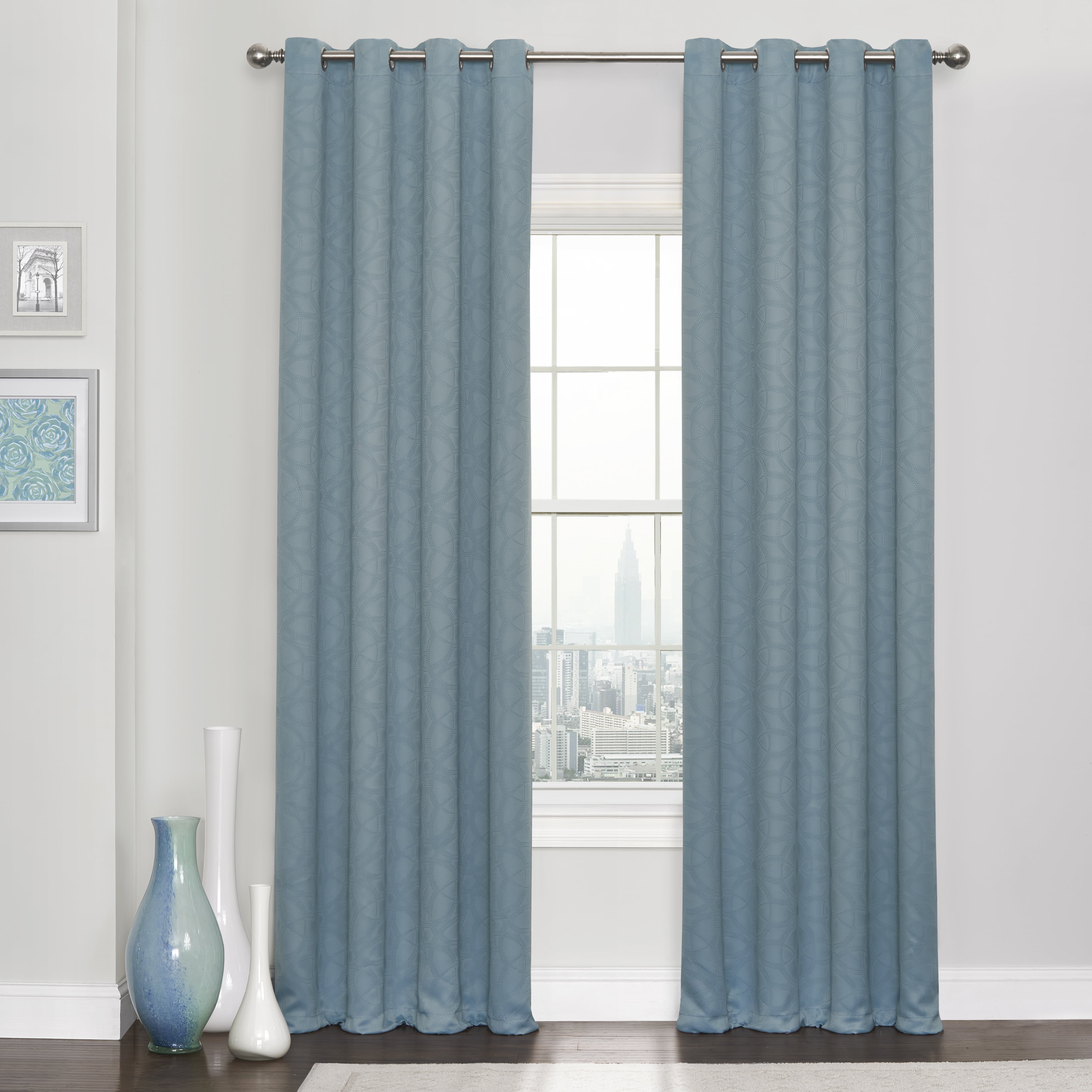 Eclipse Kingston Thermaweave Blackout Grommet Curtain Panel, Spa Blue, 52 x 63